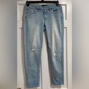 White House Black Market Light Blue Skinny Distressed Girlfriend Jeans Size 4